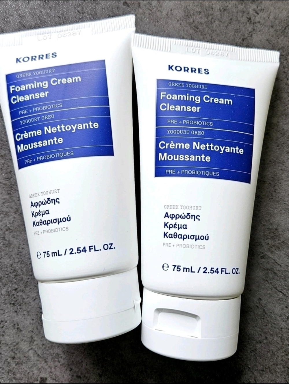 2 tubes Korres Greek Yoghurt Foaming Cream Cleanser 2.54 oz NEW, SEALED!